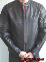 "Chill" geaca moto din piele naturala de bovina, cu stanta craniu clasic, maro foarte inchis