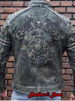 "Sierra" geaca motor, din piele naturala stonewash, de bovina, gri