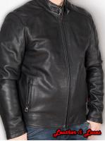 "Thor" geaca motor, din piele naturala de vaca, cu buzunare protectii, neagra