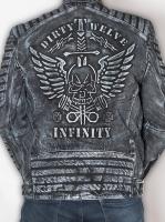 "Infinity" geaca usoara de motor, din piele naturala stonewash, de bovina, gri, emblema embossata