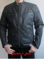 "Outsider" geaca motor, din piele naturala de vaca, cu buzunare protectii