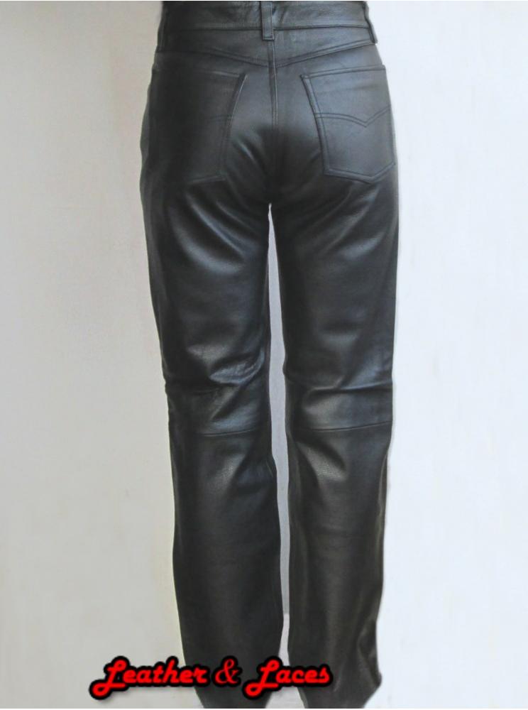 Western Archeology Ru Pantaloni piele naturala | model clasic | unisex | motor | stil jeans |  negru